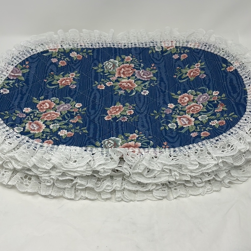 Vintage Quitting Floral Place Mats, Set of 6 - Picture 6 of 8